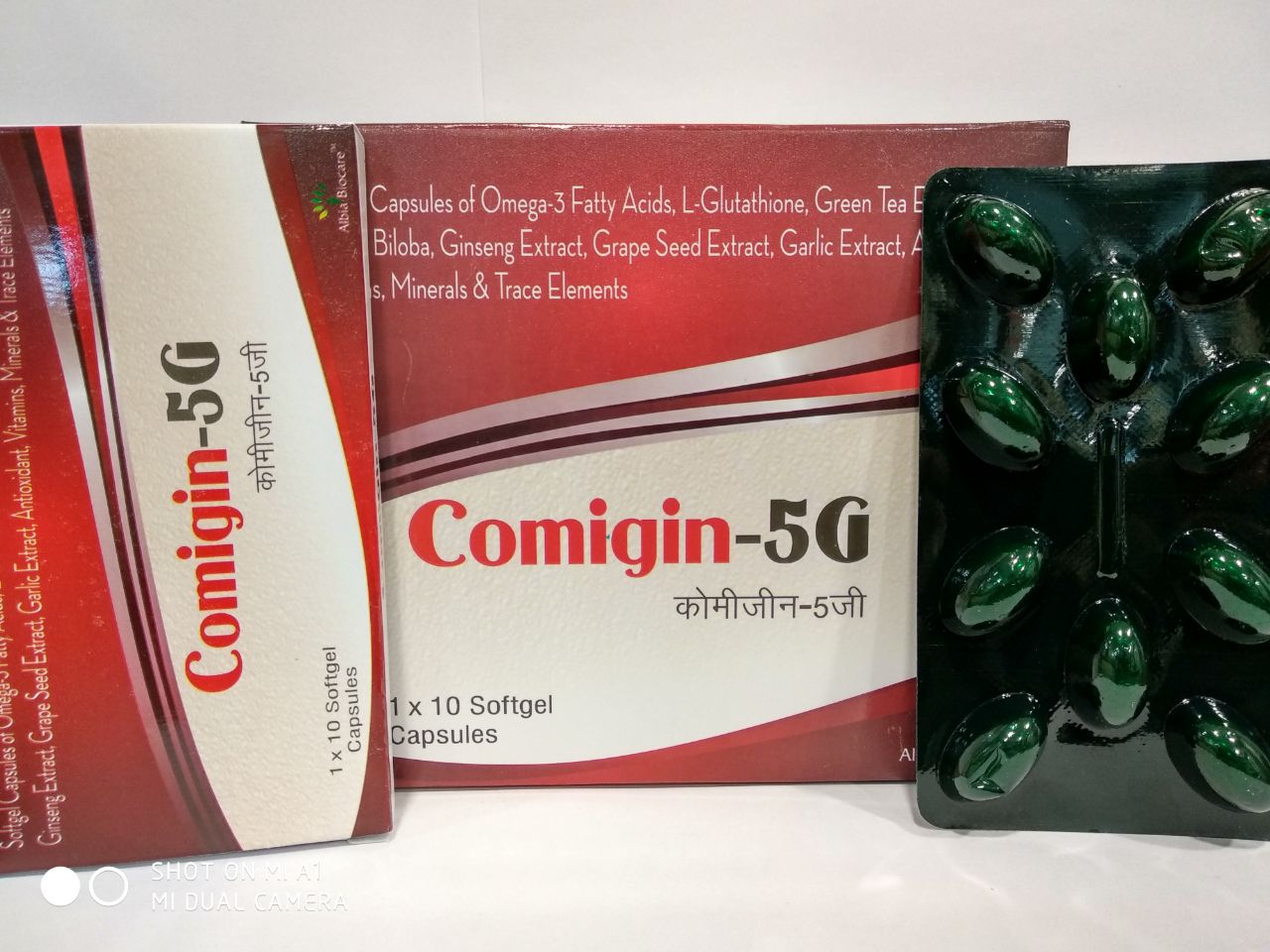 COMIGIN-5G SOFTGEL | Ginseng + Gingko Biloba + Grape Seed Extract + Green Tea Extract + Garlic Extract + L-Glutathione + Omega-3 Fatty Acids + Amino Acids + Vitamins + Minerals 
